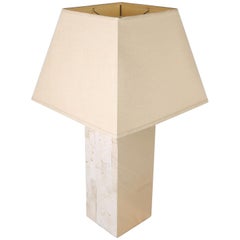 Italian Modern Brass and Travertine Table Lamp
