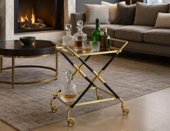 Italian Modern Brass Bar Cart by Cesare Lacca