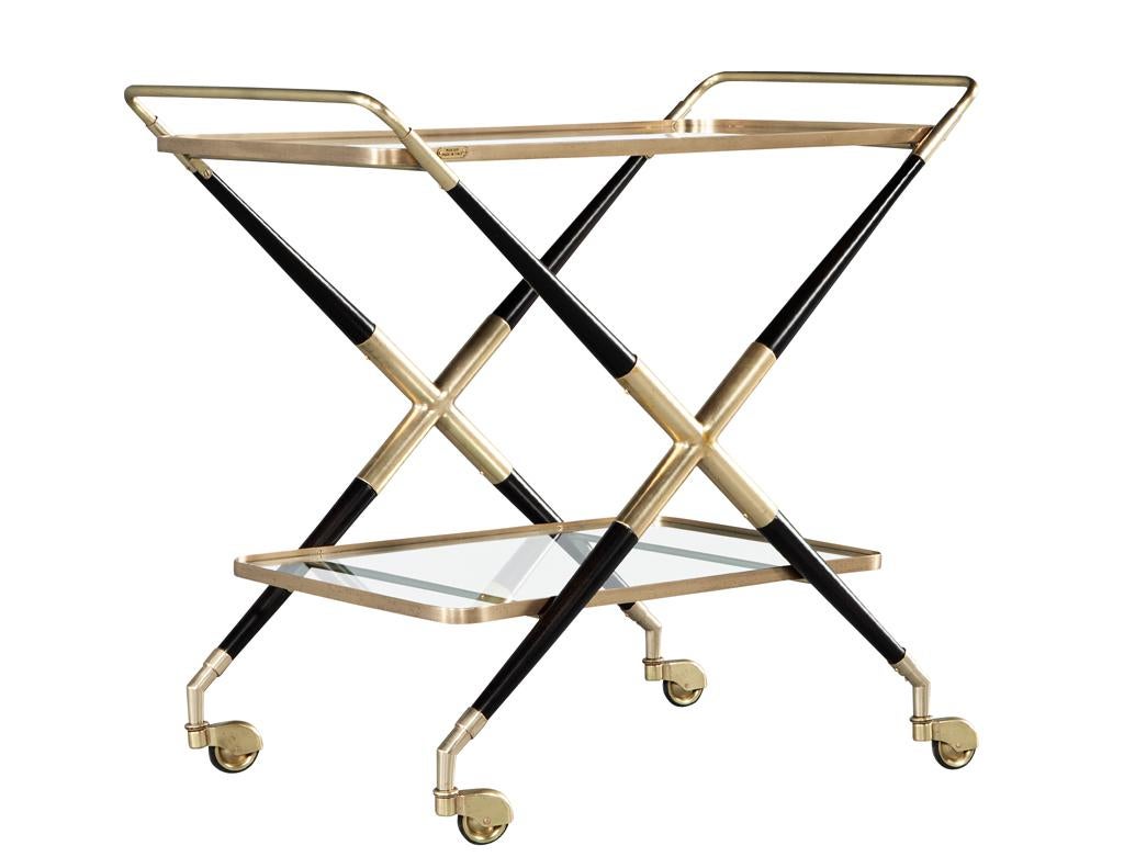 Chariot de bar moderne italien en laiton de Gio Ponti en vente 4