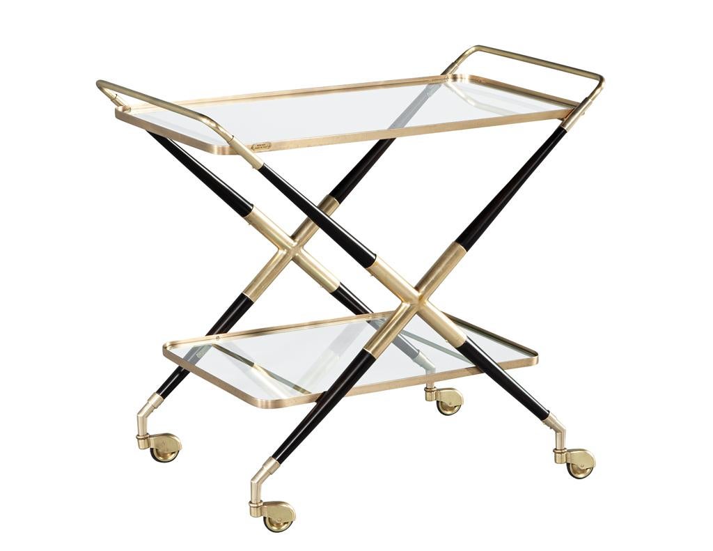Mid-Century Modern Chariot de bar moderne italien en laiton de Gio Ponti en vente
