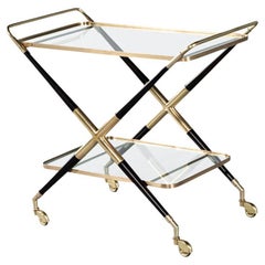 Italian Modern Brass Bar Cart by Cesare Lacca