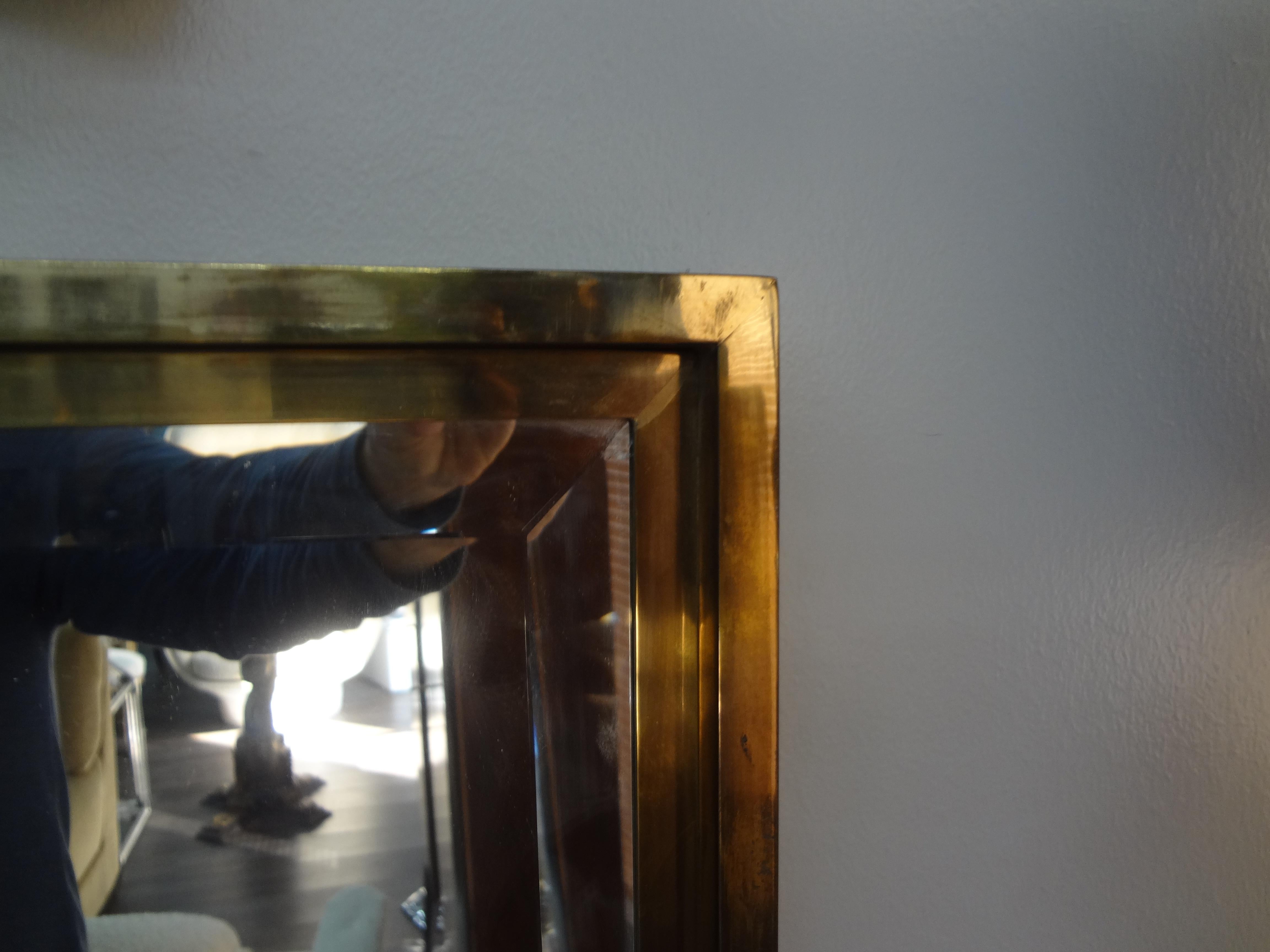 Mid-Century Modern Italian Modern Brass Beveled Mirror For Sale