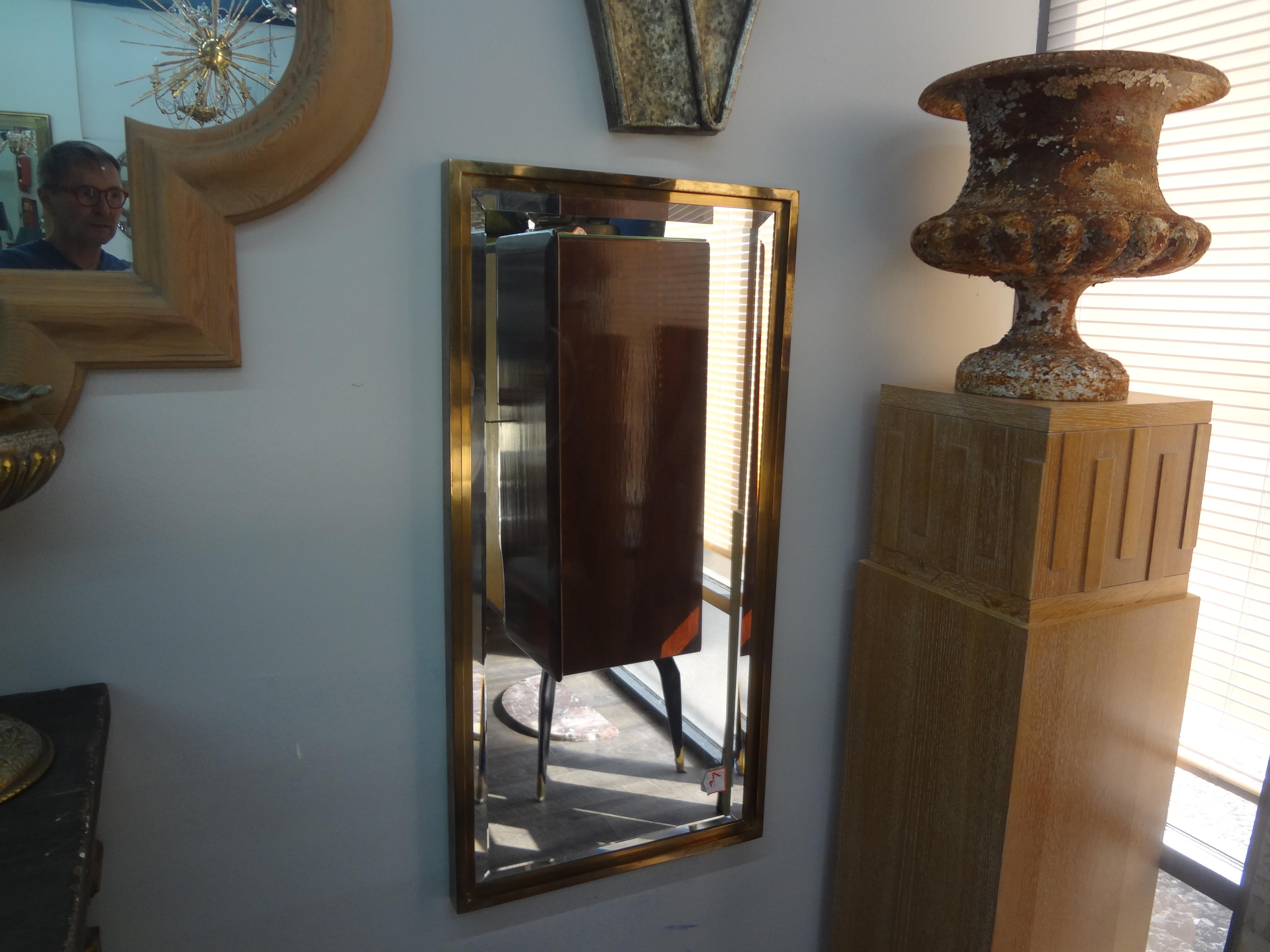 Mid-20th Century Italian Modern Brass Beveled Mirror For Sale