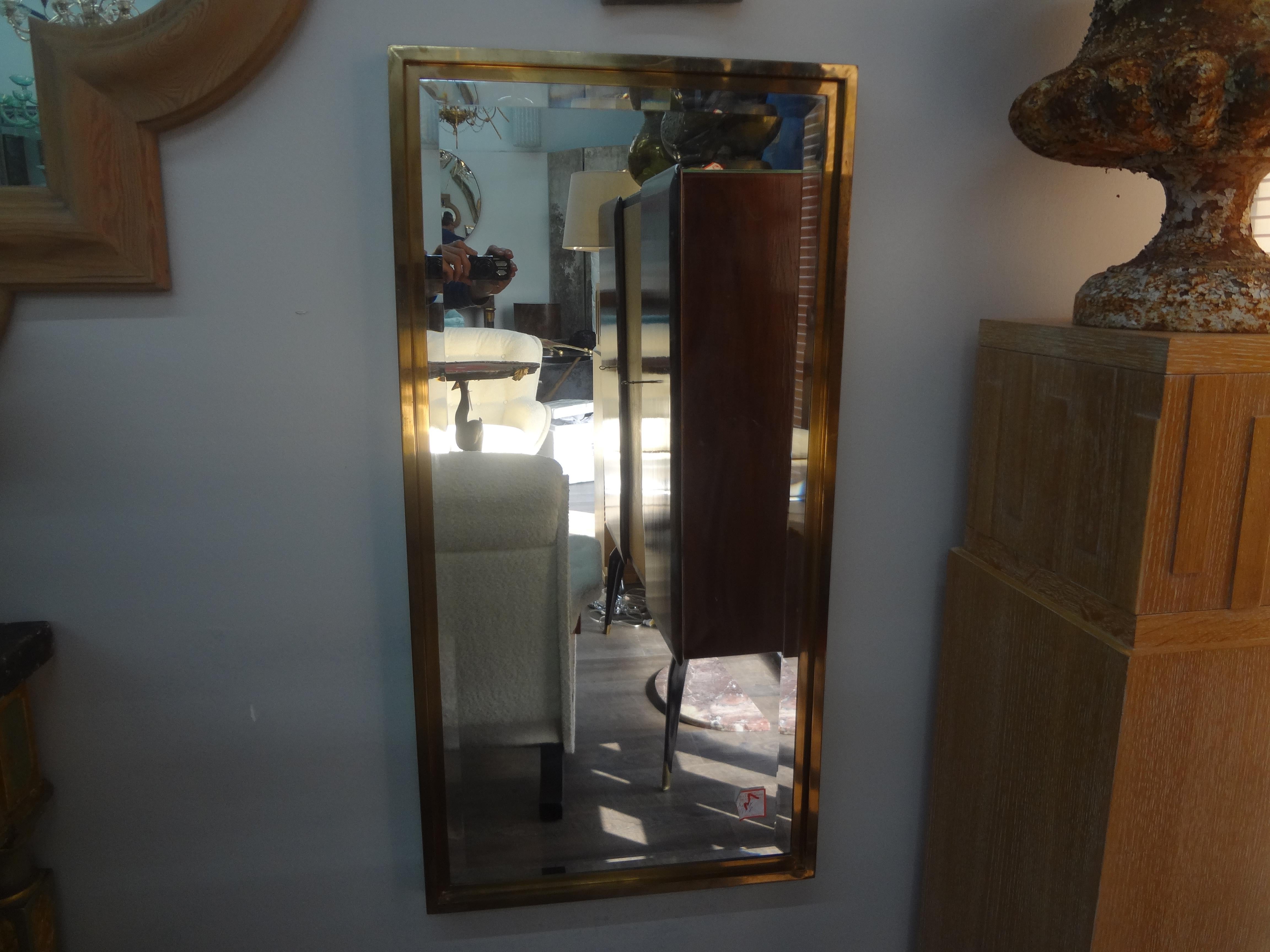 Italian Modern Brass Beveled Mirror For Sale 1
