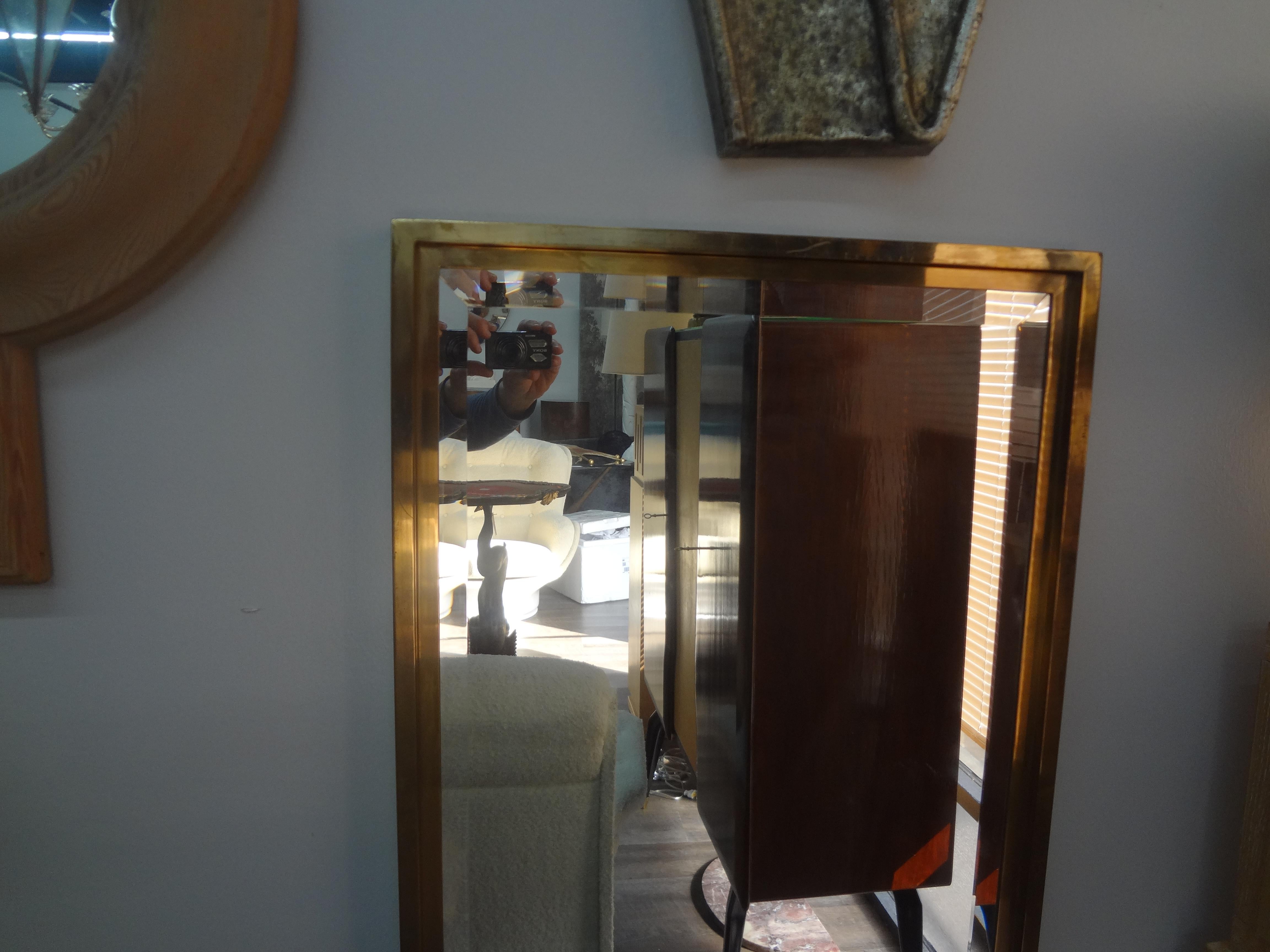 Italian Modern Brass Beveled Mirror For Sale 2