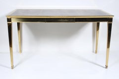 Italian Modern Brass Desk with Inset Bordered Leather Surface