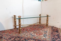 Italian Modern Brass Faux Bamboo Coffee Table