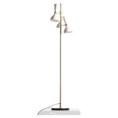 Italian Modern Brass Floor Lamp 3 White Stilnovo Vintage Design Spots Gira ML135