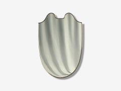 Italian Modern, Brass, Glass, Shield Wall Mirror, Italy, 1950s