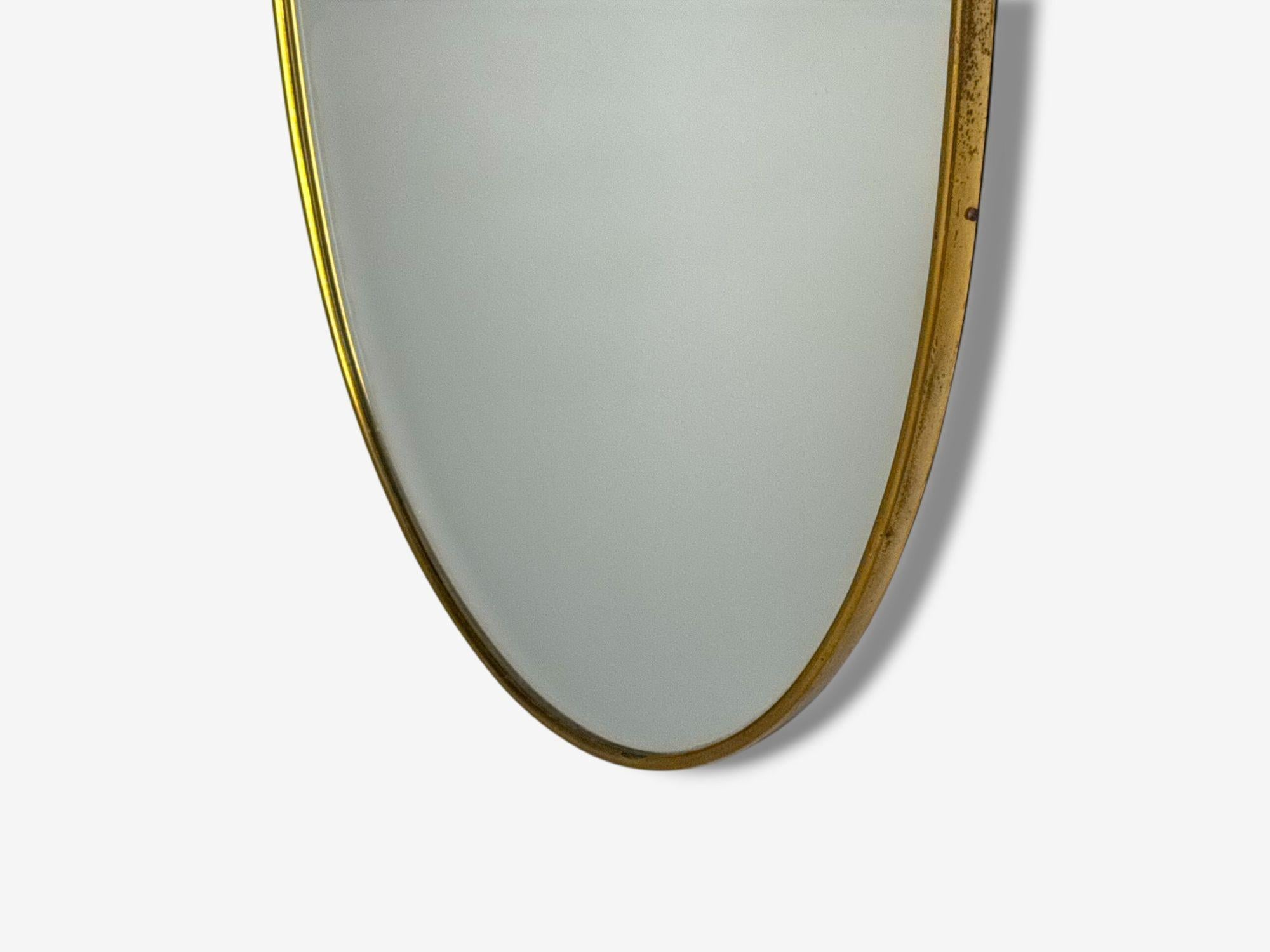 Italienische Moderne, Messing, Glas, Schild Wandspiegel, Italien, 1950er Jahre im Angebot 2