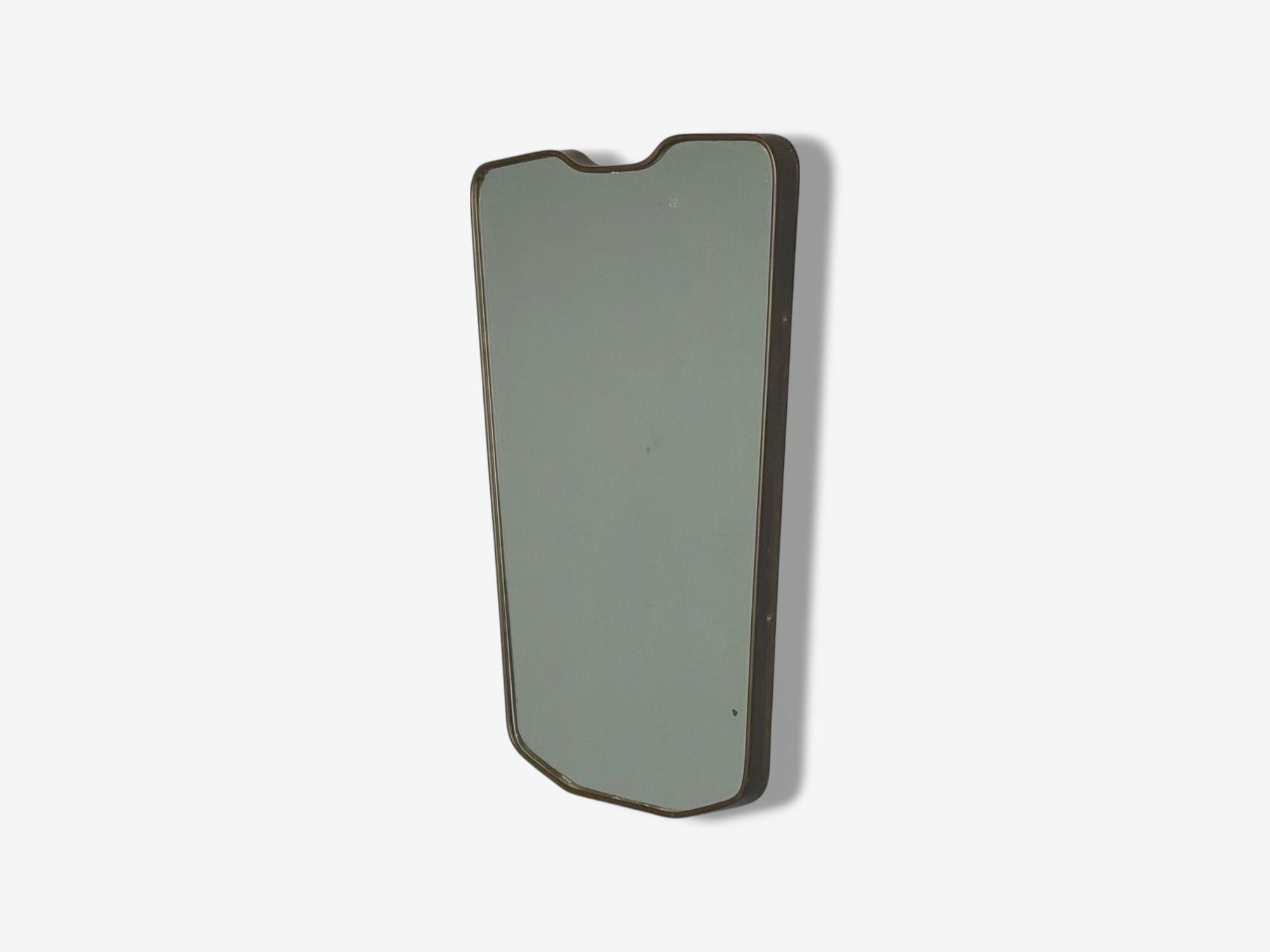 Espejo de pared moderno italiano, latón, cristal, Italia, años 50 Moderno de mediados de siglo en venta