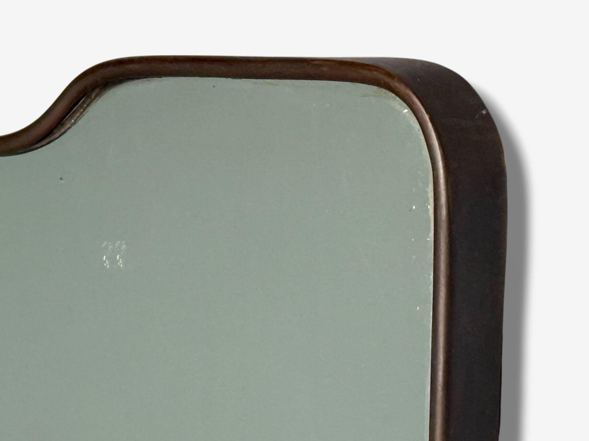 Espejo de pared moderno italiano, latón, cristal, Italia, años 50 en Bueno estado para la venta en Manhasset, NY