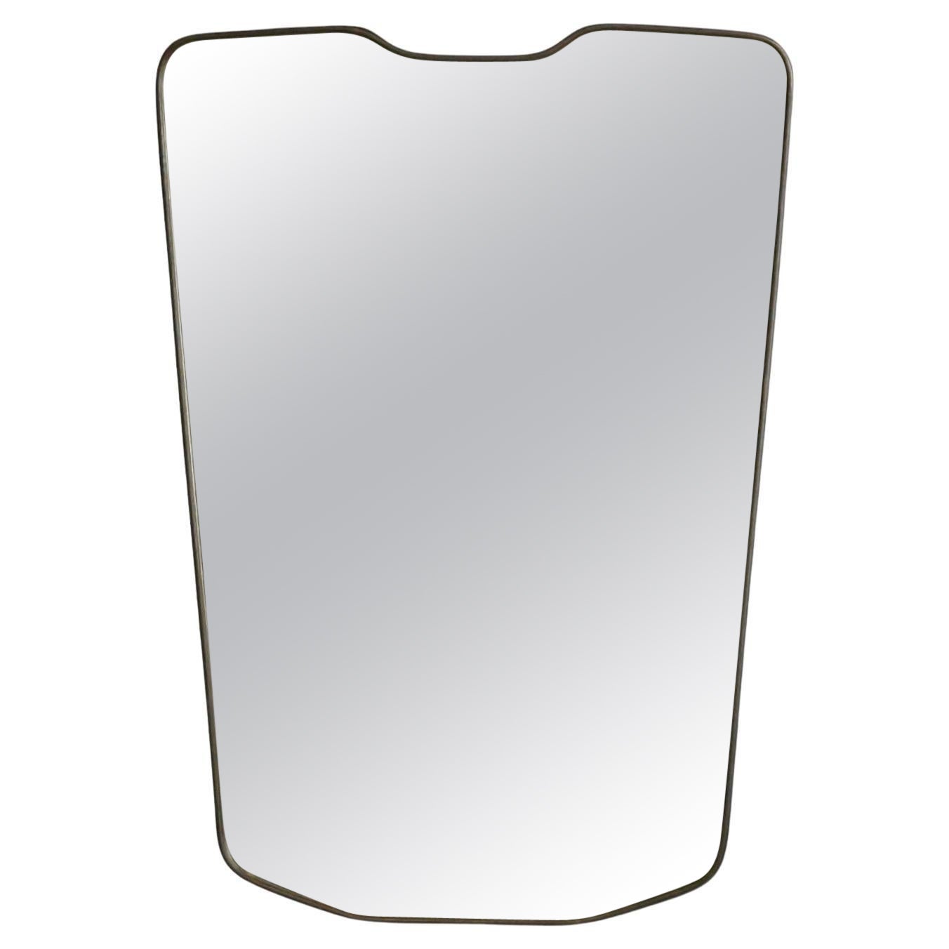Espejo de pared moderno italiano, latón, cristal, Italia, años 50