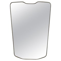 Espejo de pared moderno italiano, latón, cristal, Italia, años 50