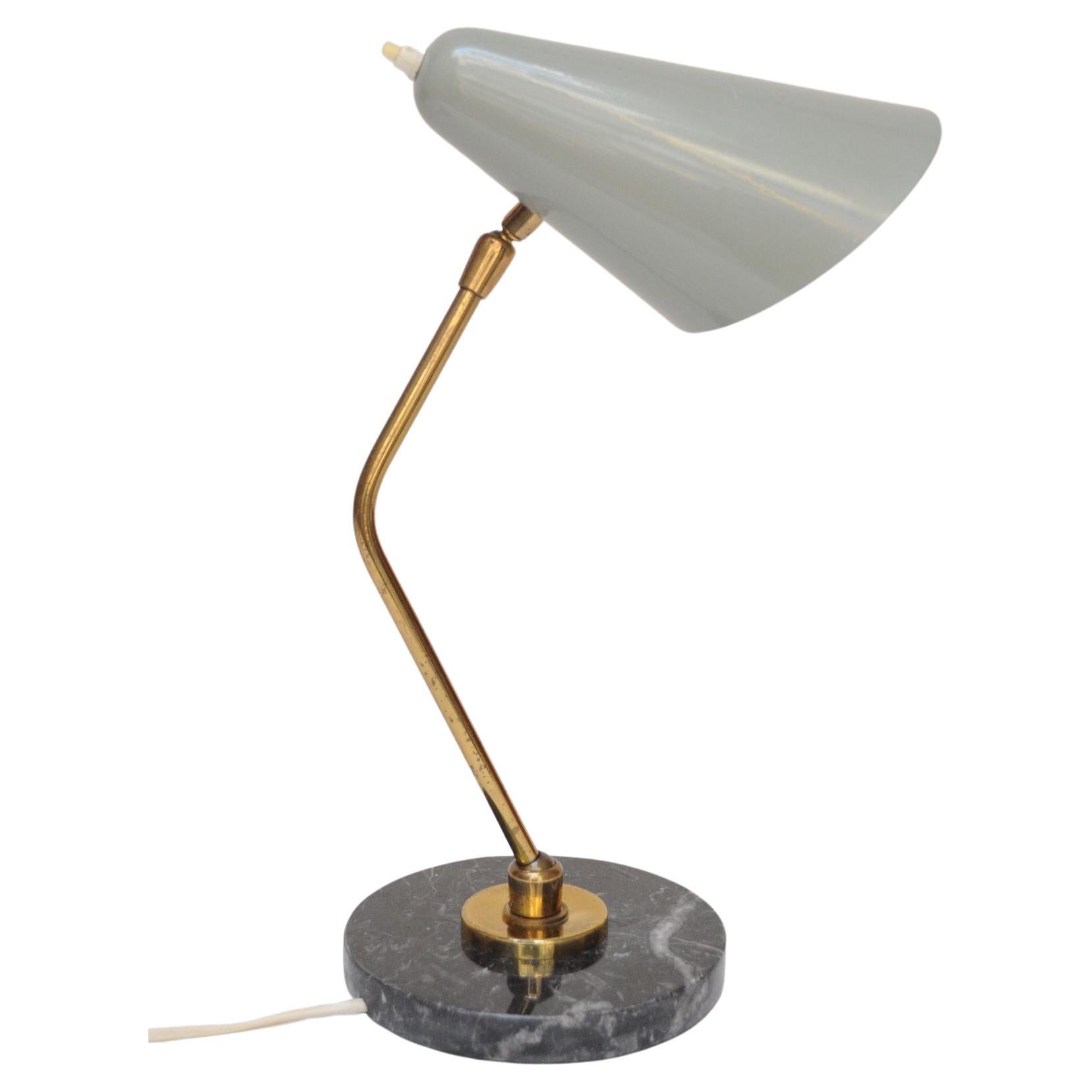 Italian Modern Brass, Metal, and Black Marble Table Lamp by Luci Milano