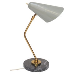 Lampada da tavolo moderna in ottone, metallo e marmo nero di Luci Milano