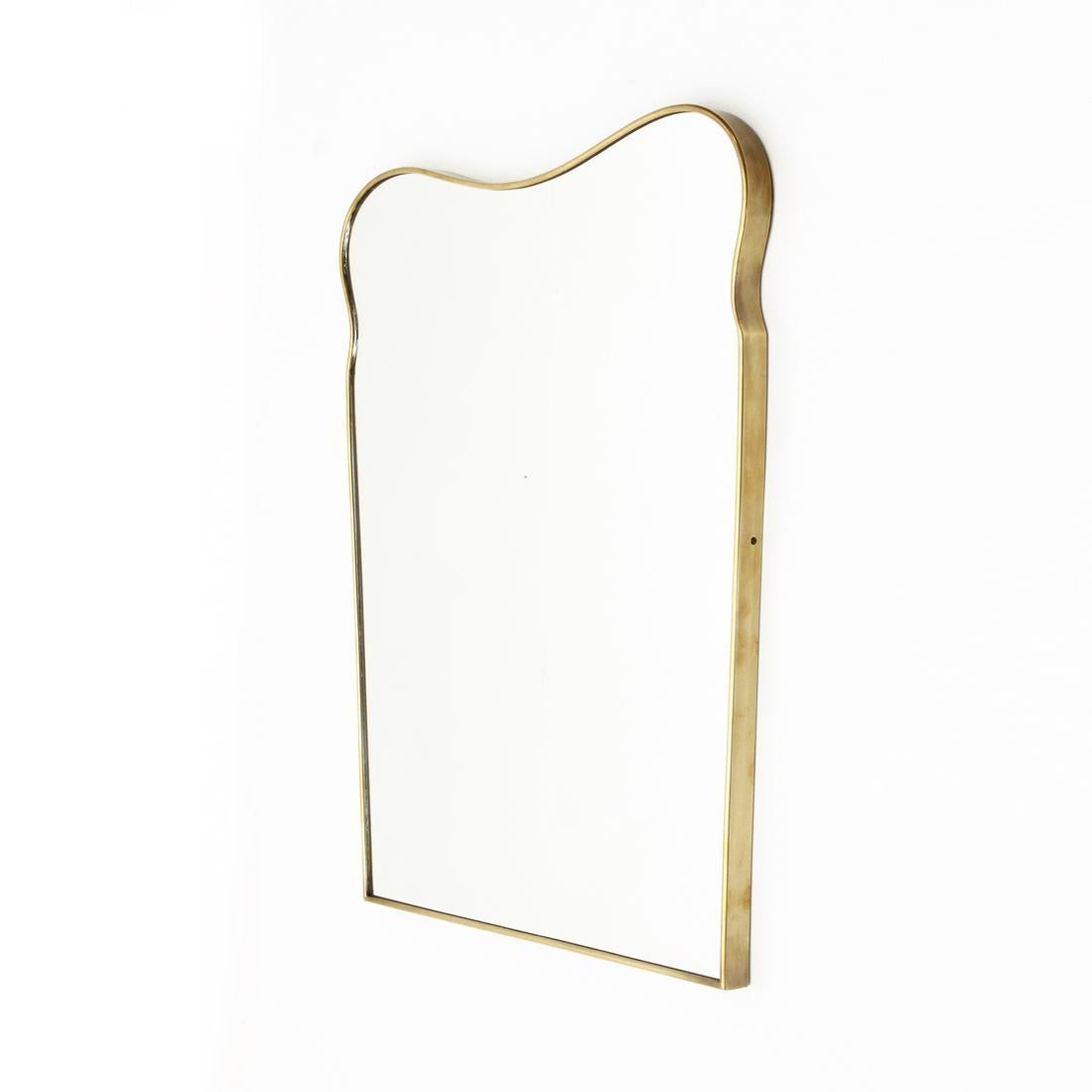 Italian Modern Brass Mirror, 1950s In Good Condition In Savona, IT