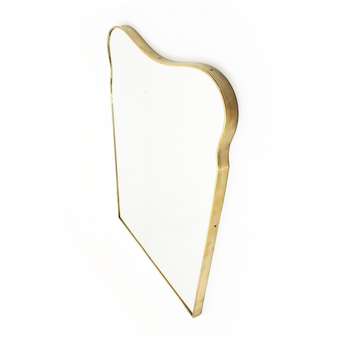 Italian Modern Brass Mirror, 1950s 1