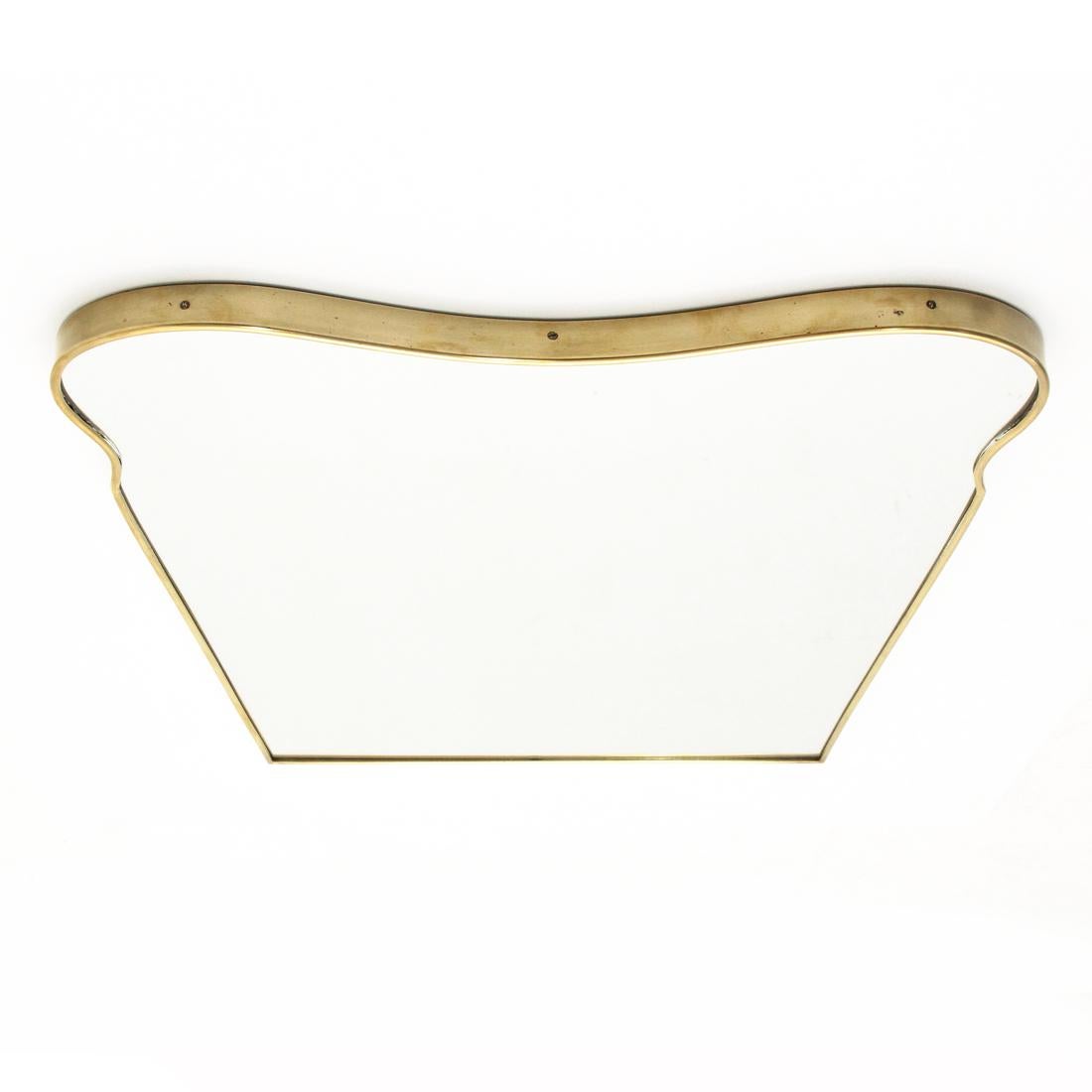 Italian Modern Brass Mirror, 1950s 2