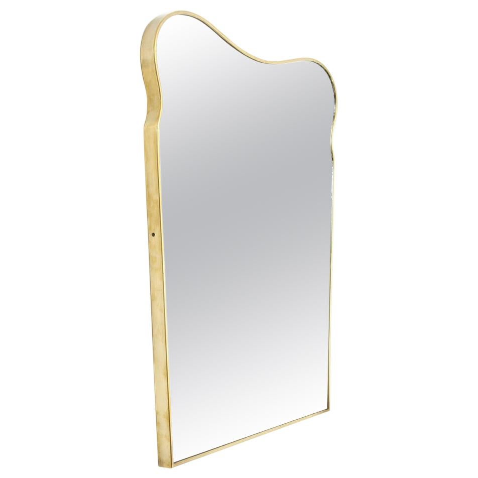 Italian Modern Brass Mirror, 1950s