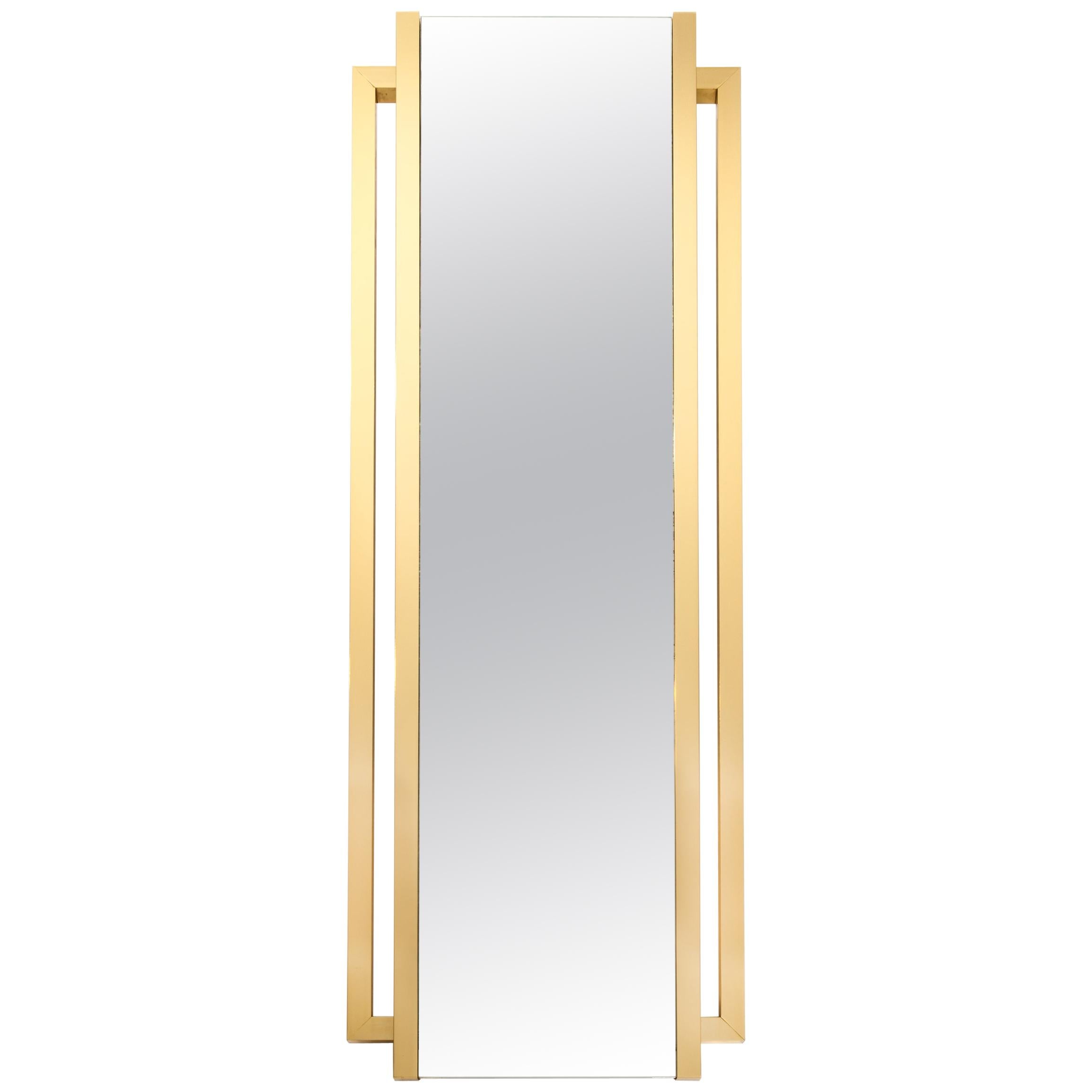Italian Modern Brass Mirror by Willy Rizzo for Mario Sabot