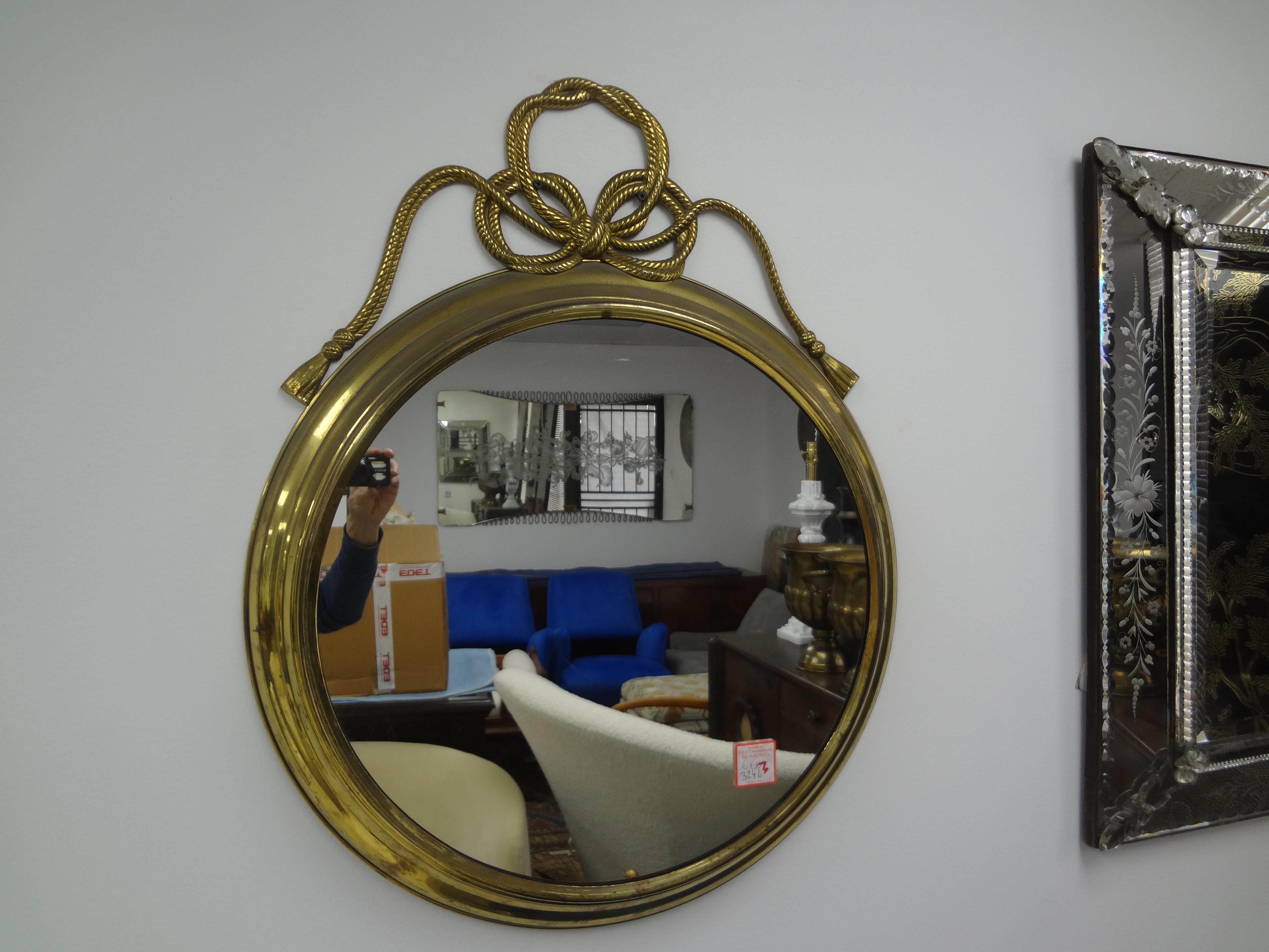 Italian Modern Brass Mirror With Bow For Sale 2