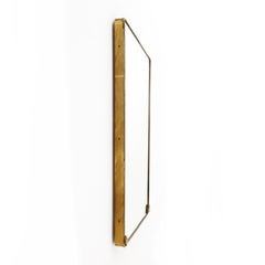 Italian Modern Brass Mirror with Decorations, 1950s