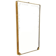 Italian Modern Brass Mirror with Decorations, 1950s