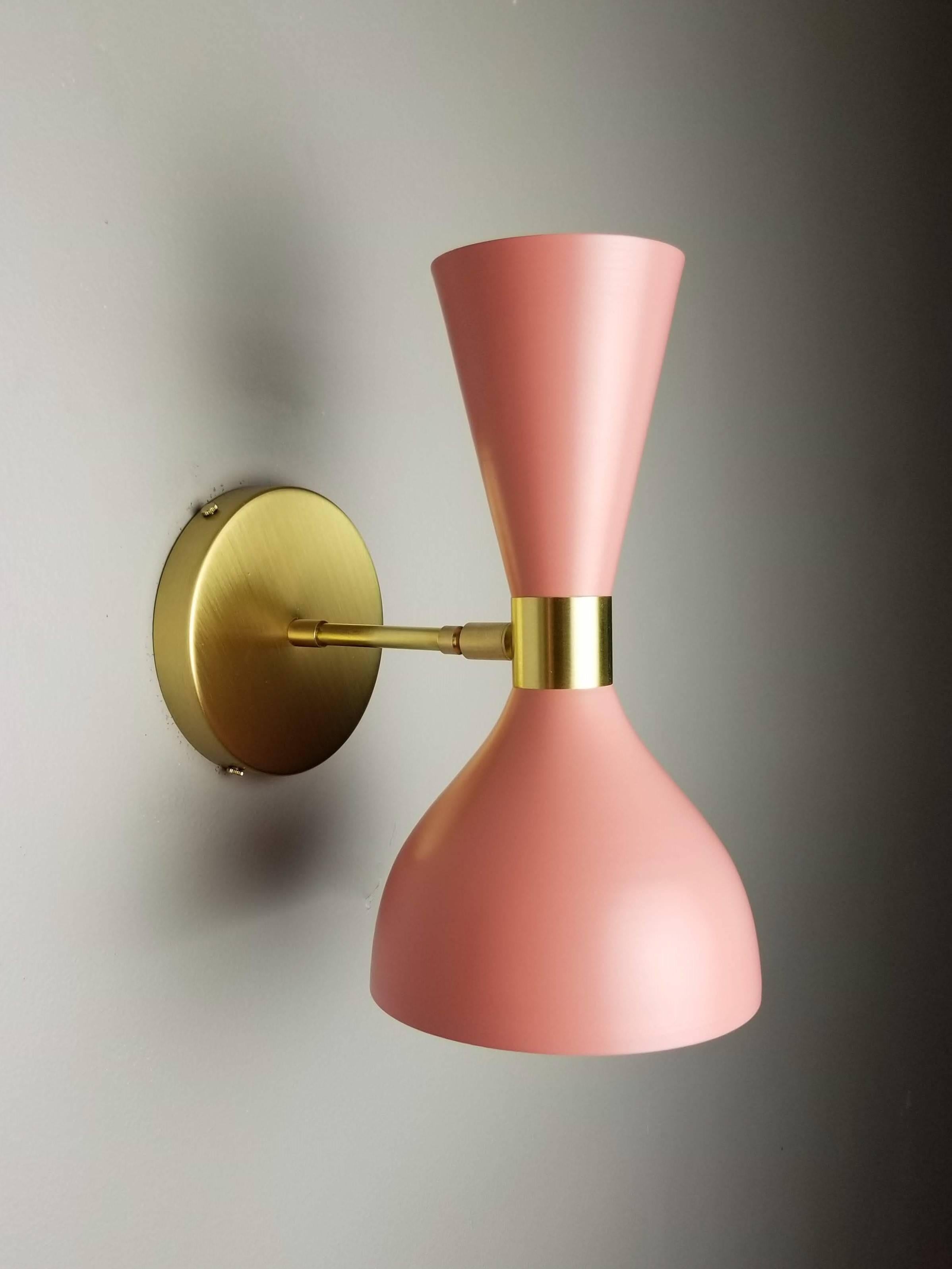 Mid-Century Modern Italian Modern Brass + Pink Enamel 
