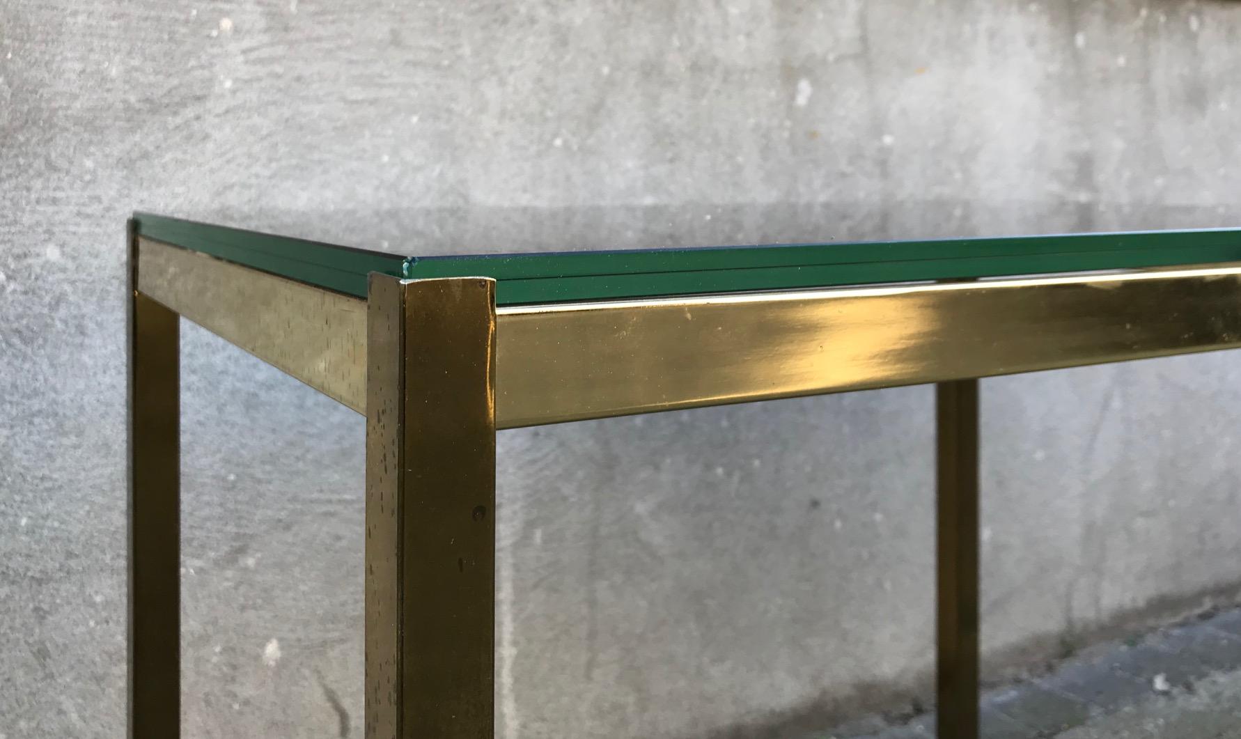 Mid-Century Modern Italian Modern Brass and Smoke Glass Side Table, 1970s