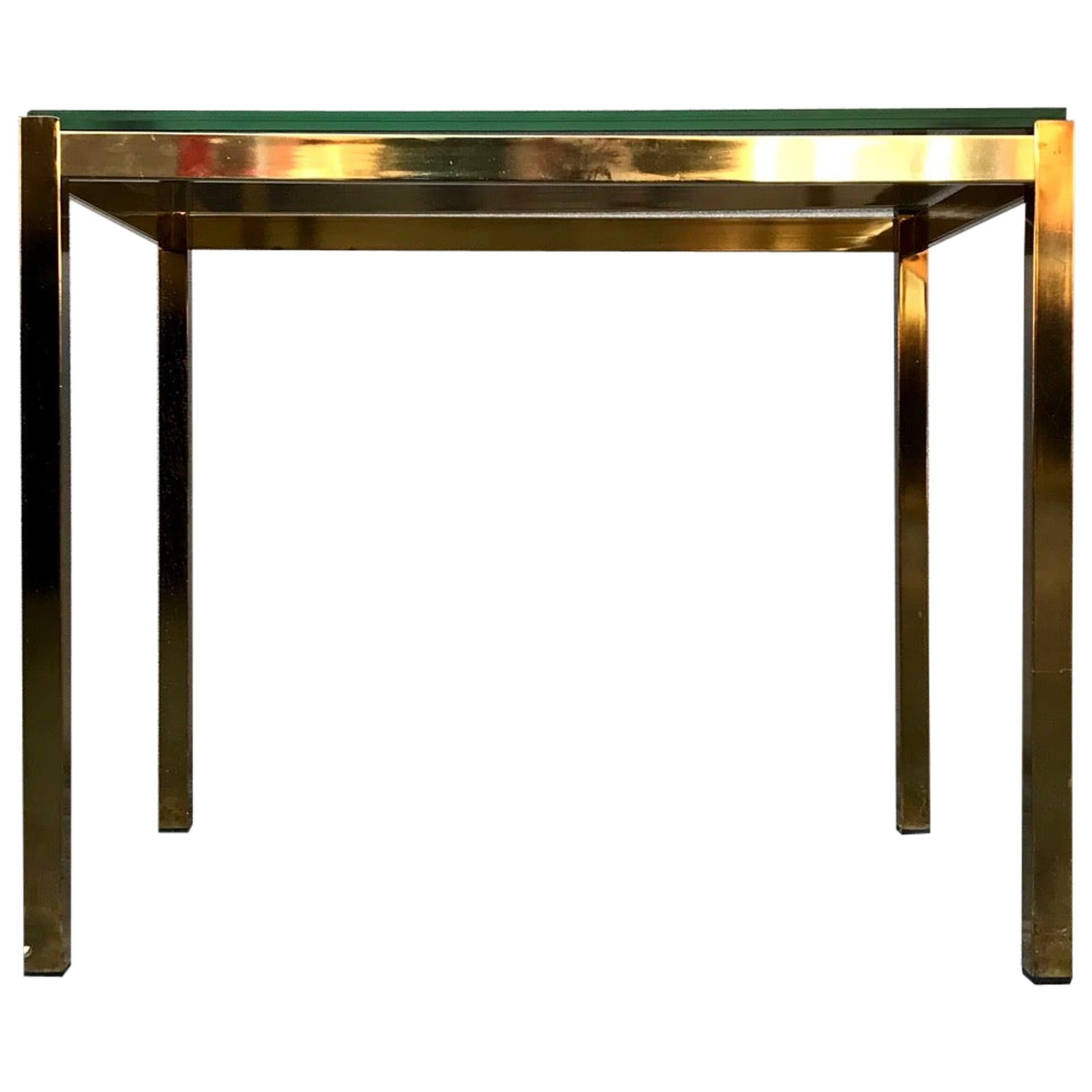 Italian Modern Brass and Smoke Glass Side Table, 1970s