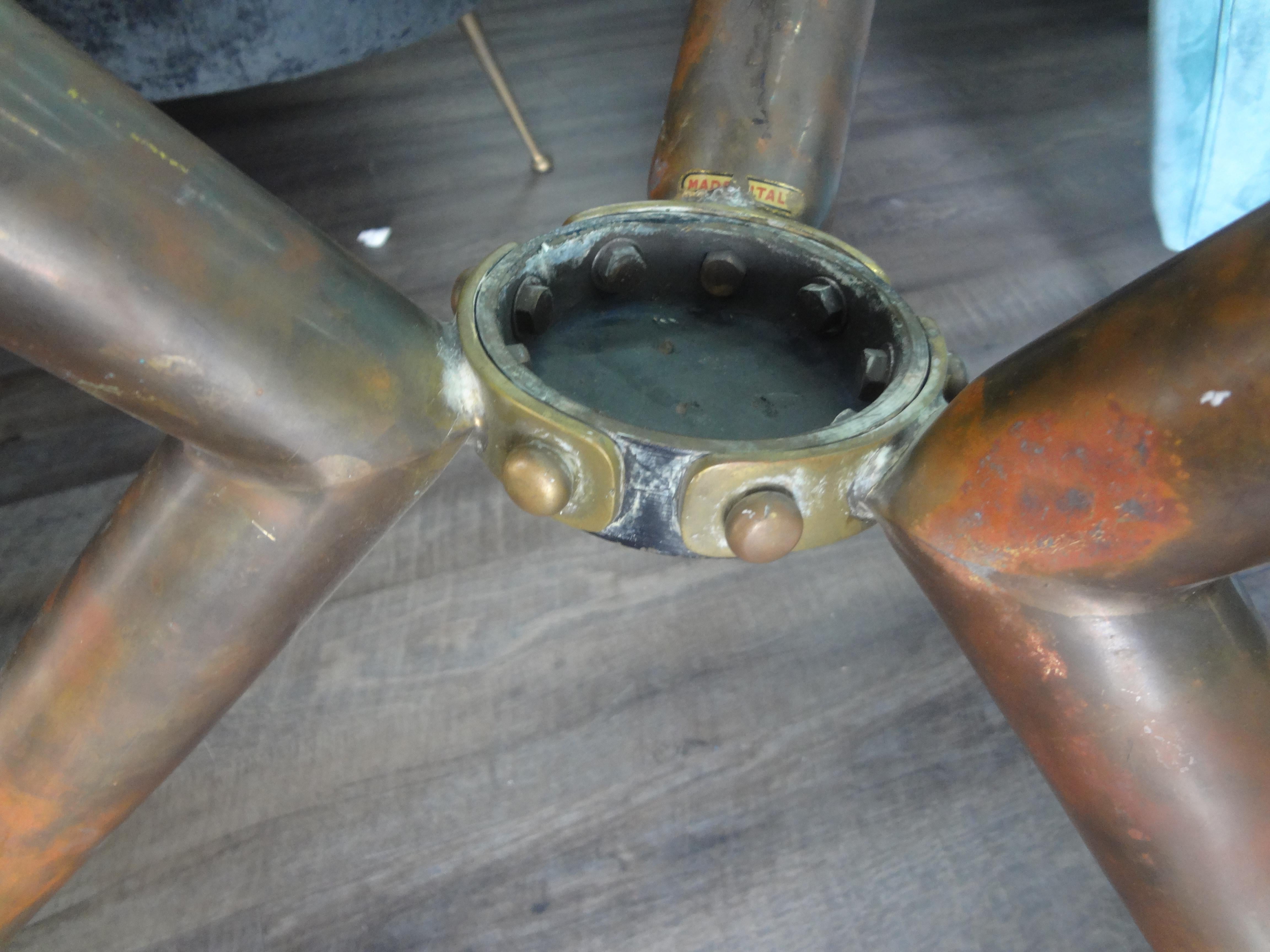 Mid-20th Century Italian Modern Brass Tripod Center Table With Glass Top For Sale