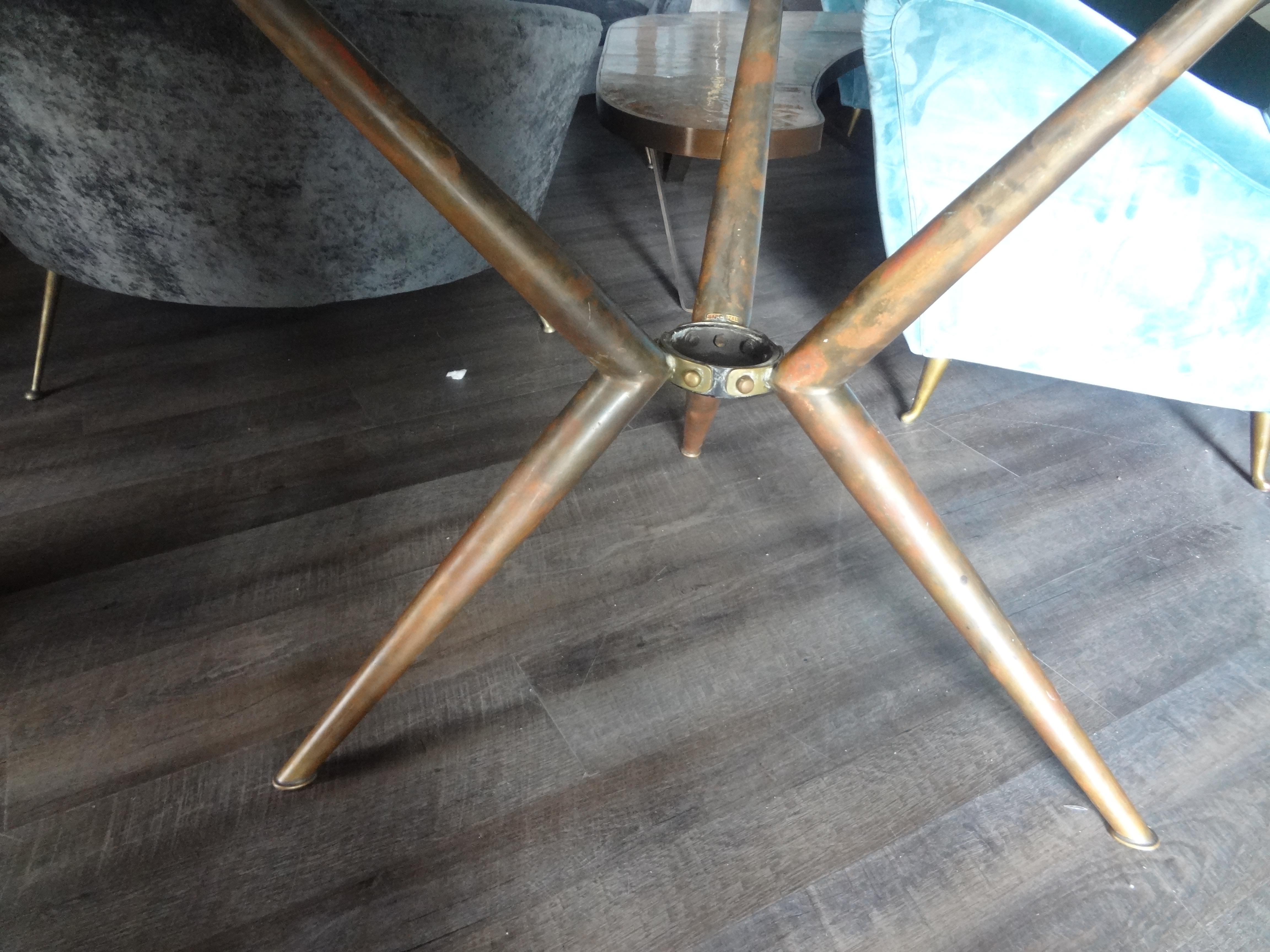 Italian Modern Brass Tripod Center Table With Glass Top For Sale 2