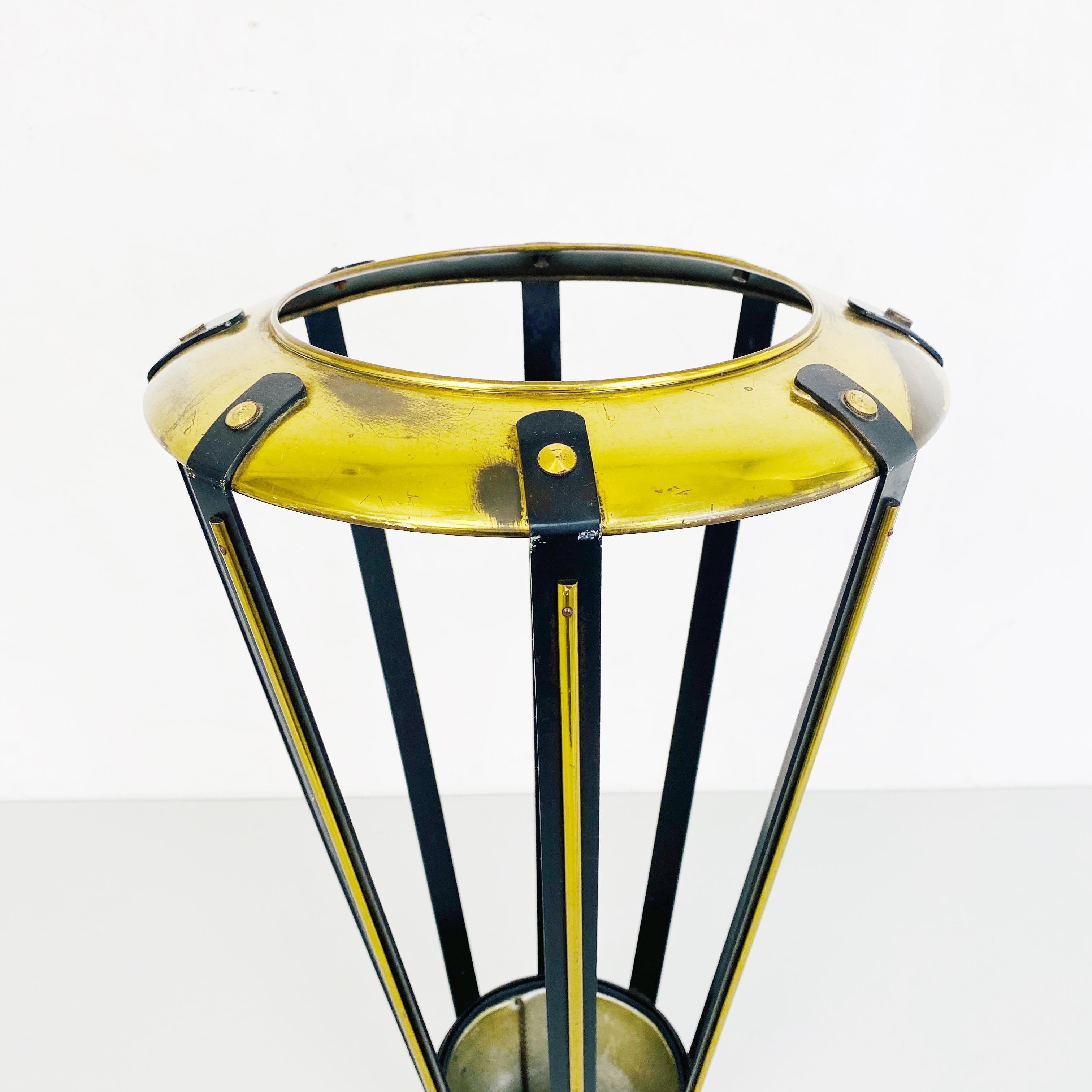 Metal Italian Modern Brass Umbrella Stand, 1950s