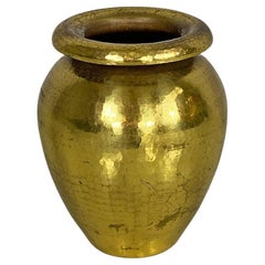 Moderne italienische Messingvase mit Wabenstruktur, 1970er Jahre