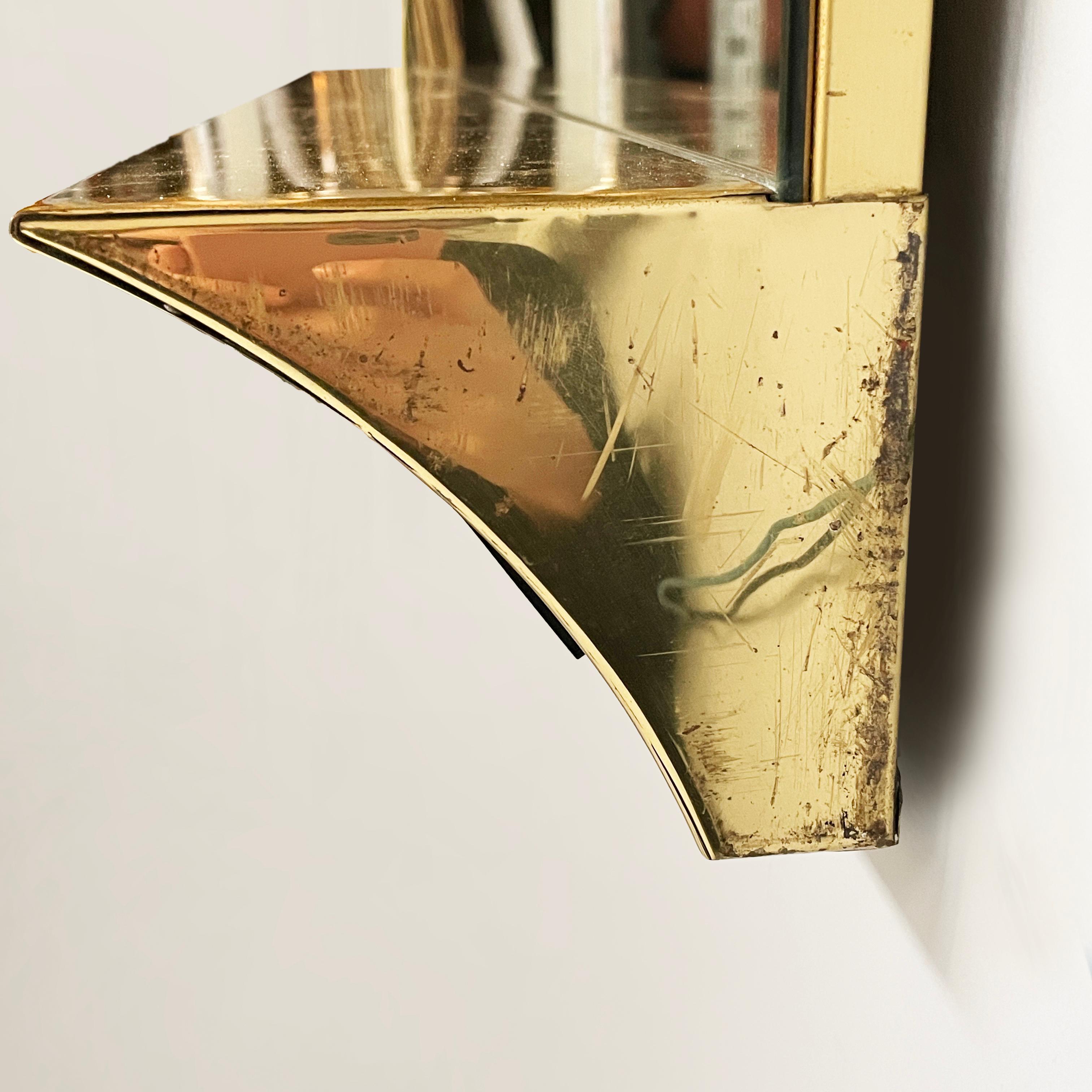 Italian modern brass wall mirror with six lamps, 1980s For Sale 12