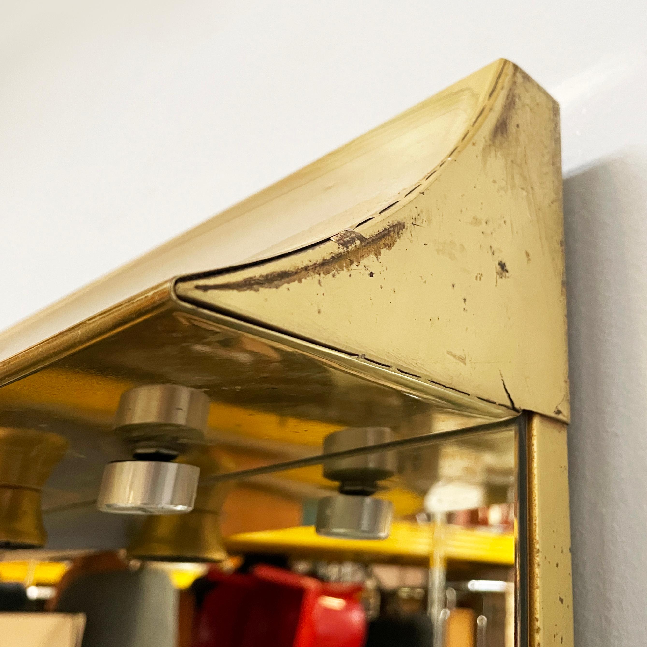 Late 20th Century Italian modern brass wall mirror with six lamps, 1980s For Sale