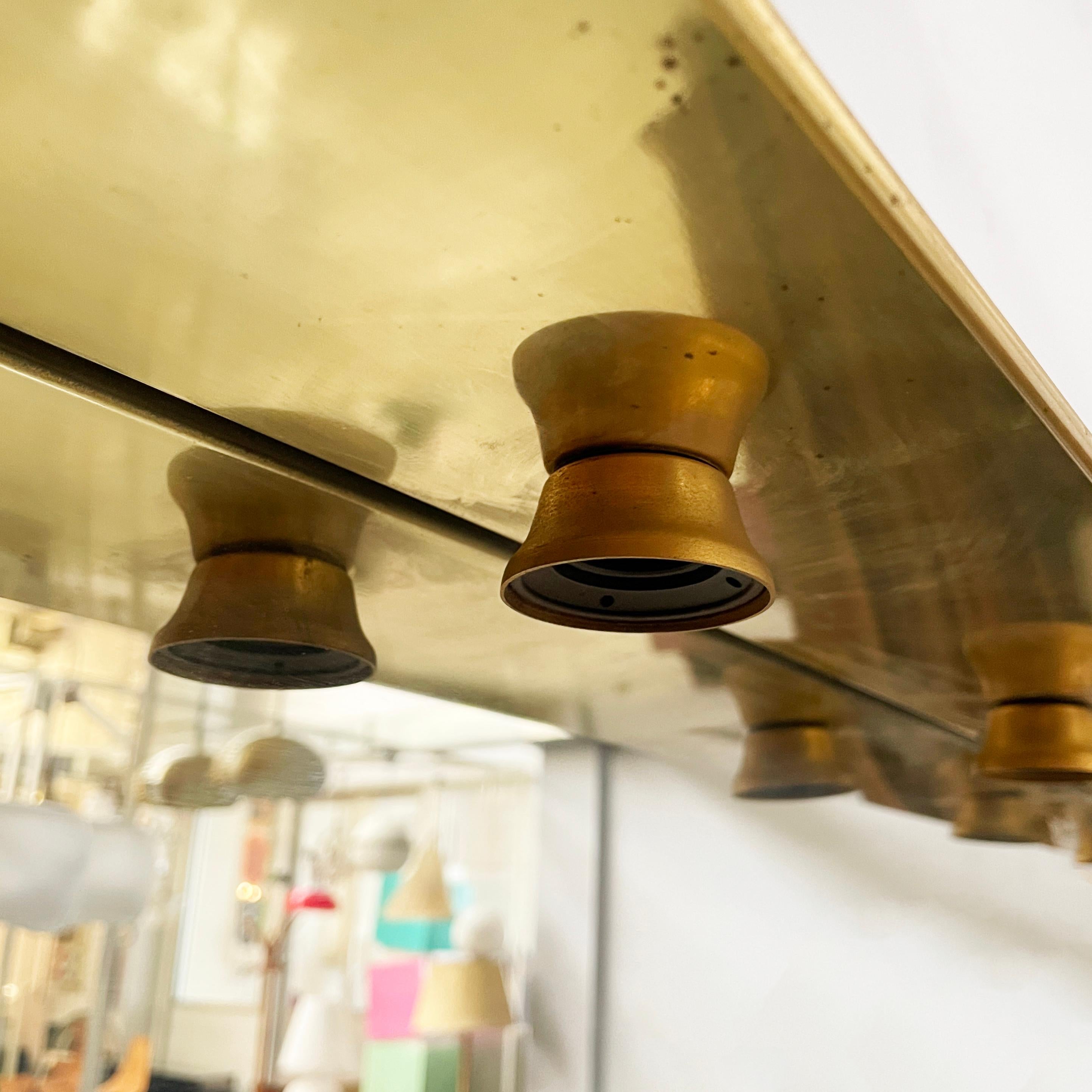 Italian modern brass wall mirror with six lamps, 1980s For Sale 3