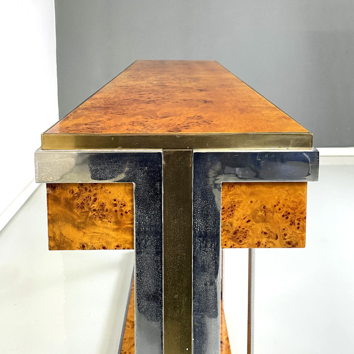 Italian modern briar and chromed metal console by D.I.D., 1980s For Sale 10
