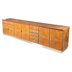 Vintage Italian modern Briar and metal rectangular sideboard by D.I.D., 1980s