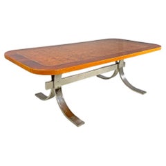 Italian modern briar root chrome metal dining table Dada Industrial Design 1970s