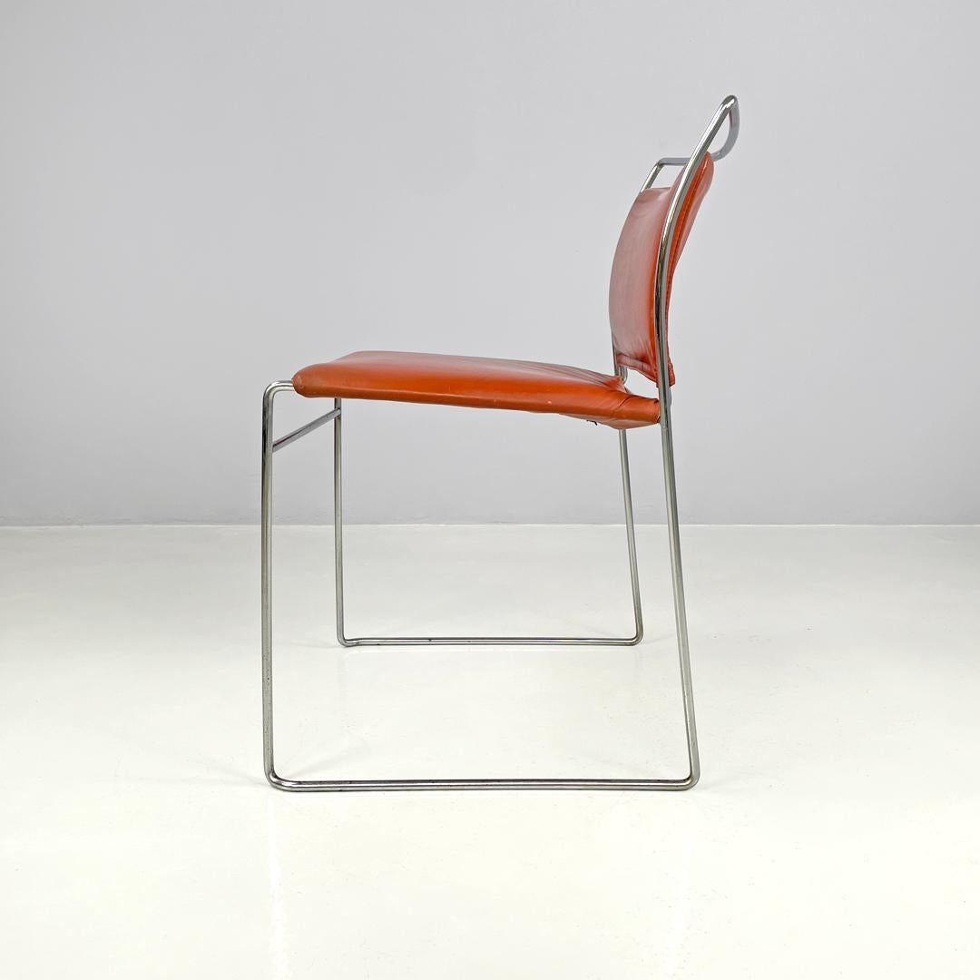 Moderner italienischer moderner Ziegellederstuhl Tulu Kazuhide Takahama für Simon Gavina, 1973 (Italienisch) im Angebot