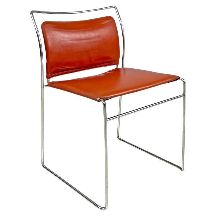 Silla moderna italiana de cuero de ladrillo Tulu Kazuhide Takahama para Simon Gavina, 1973