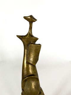 Sculpture abstraite italienne moderne en bronze sur socle en marbre, années 1950