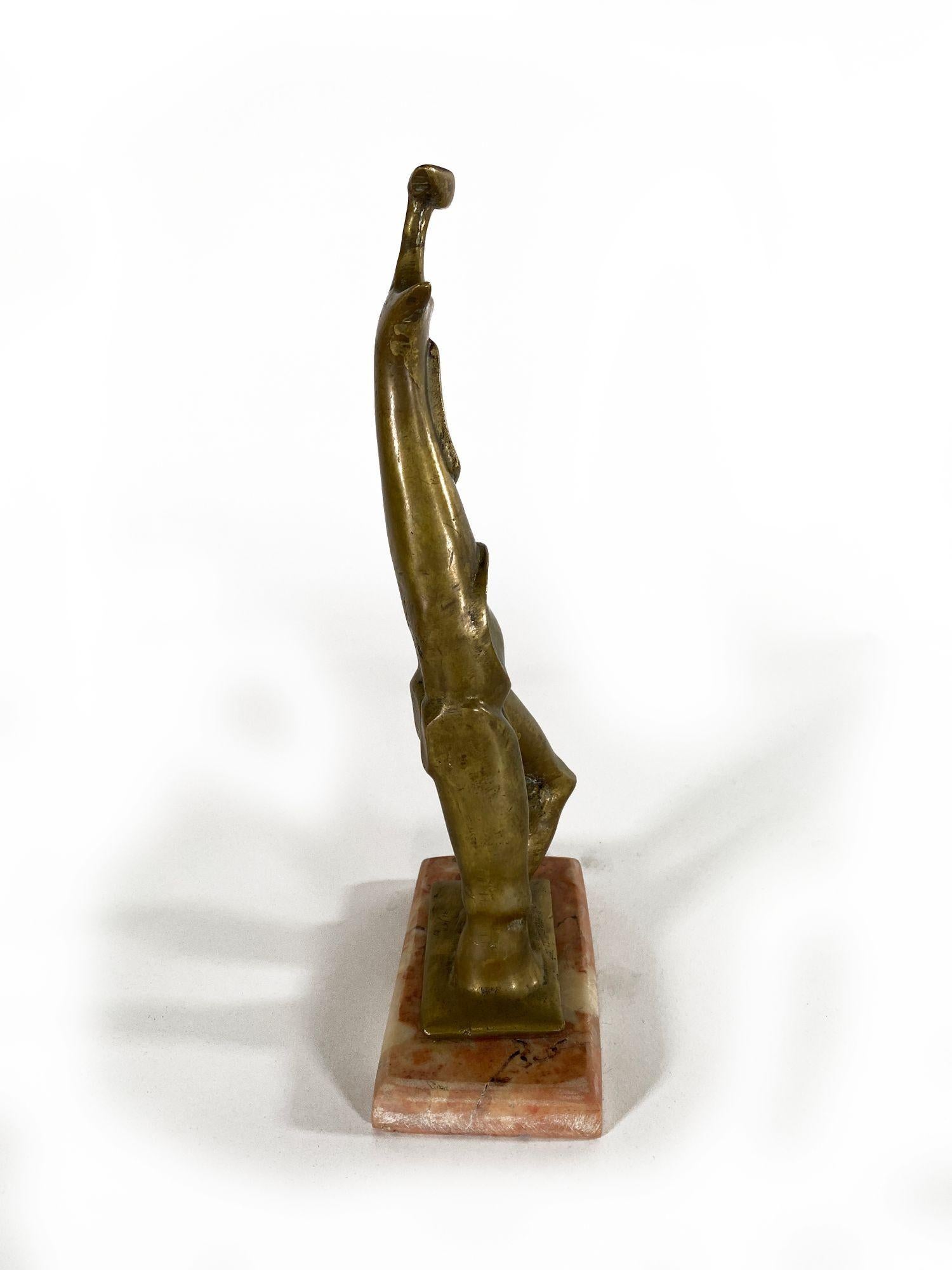 Italian Modern Bronze Abstract Sculpture on Marble Base, 1950s In Good Condition For Sale In Hollywood, FL