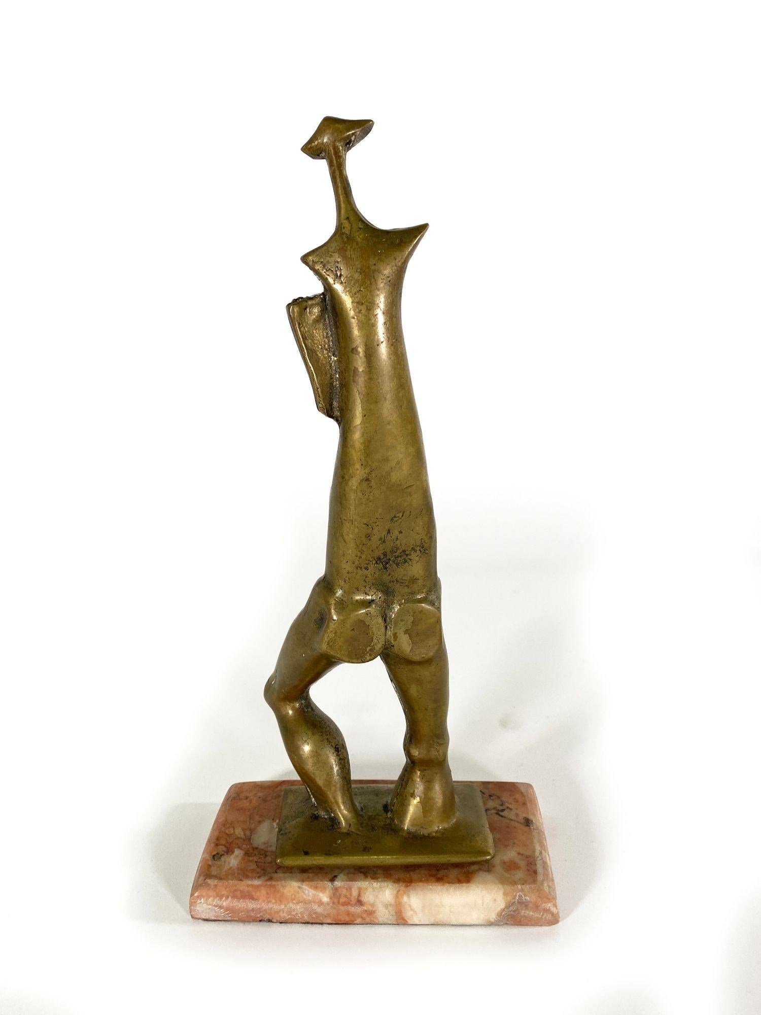 Mid-20th Century Italian Modern Bronze Abstract Sculpture on Marble Base, 1950s For Sale