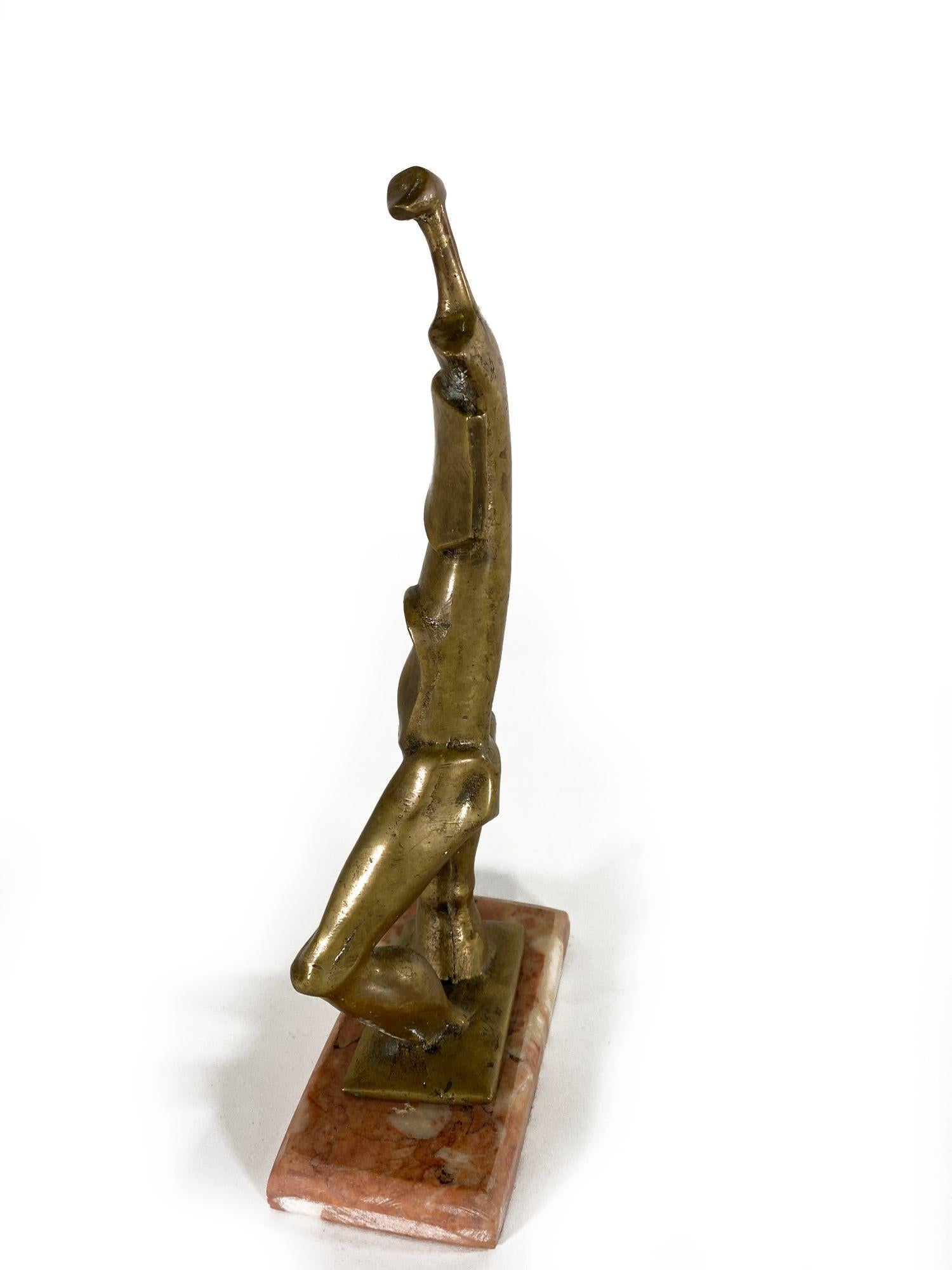 Italian Modern Bronze Abstract Sculpture on Marble Base, 1950s For Sale 1