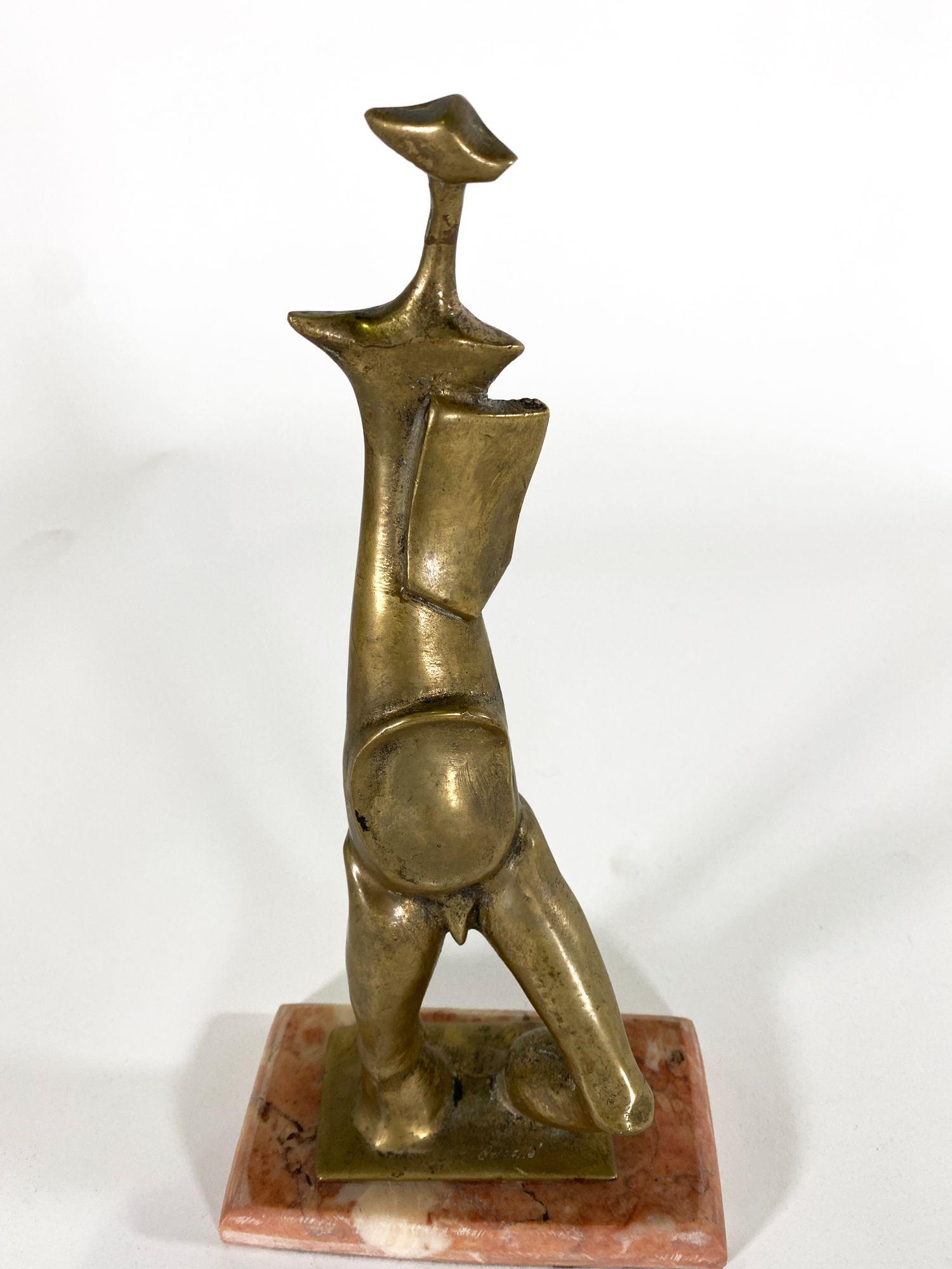 Italian Modern Bronze Abstract Sculpture on Marble Base, 1950s For Sale 3