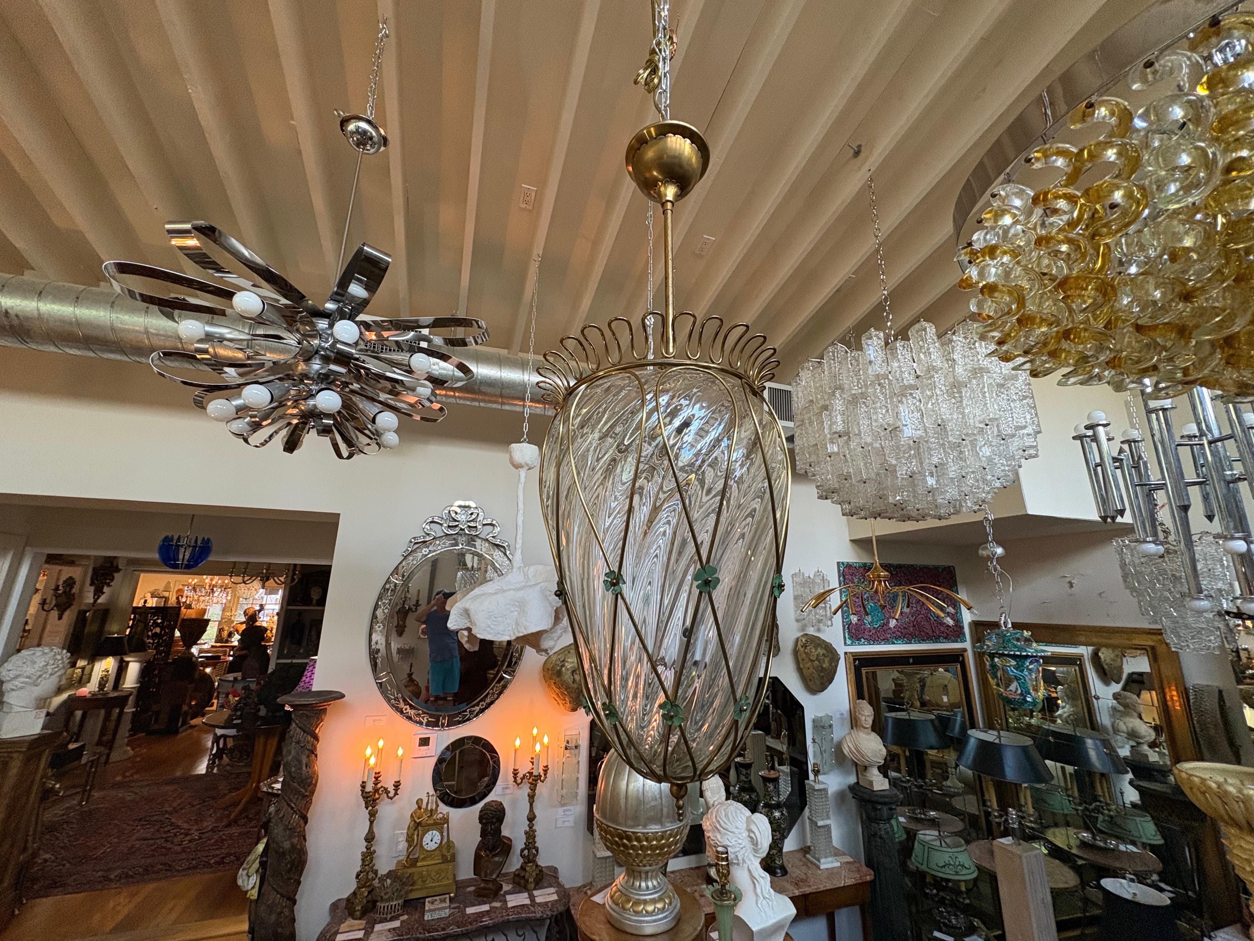 Lanterne moderne italienne en bronze et verre d'après Pietro Chiesa en vente 4