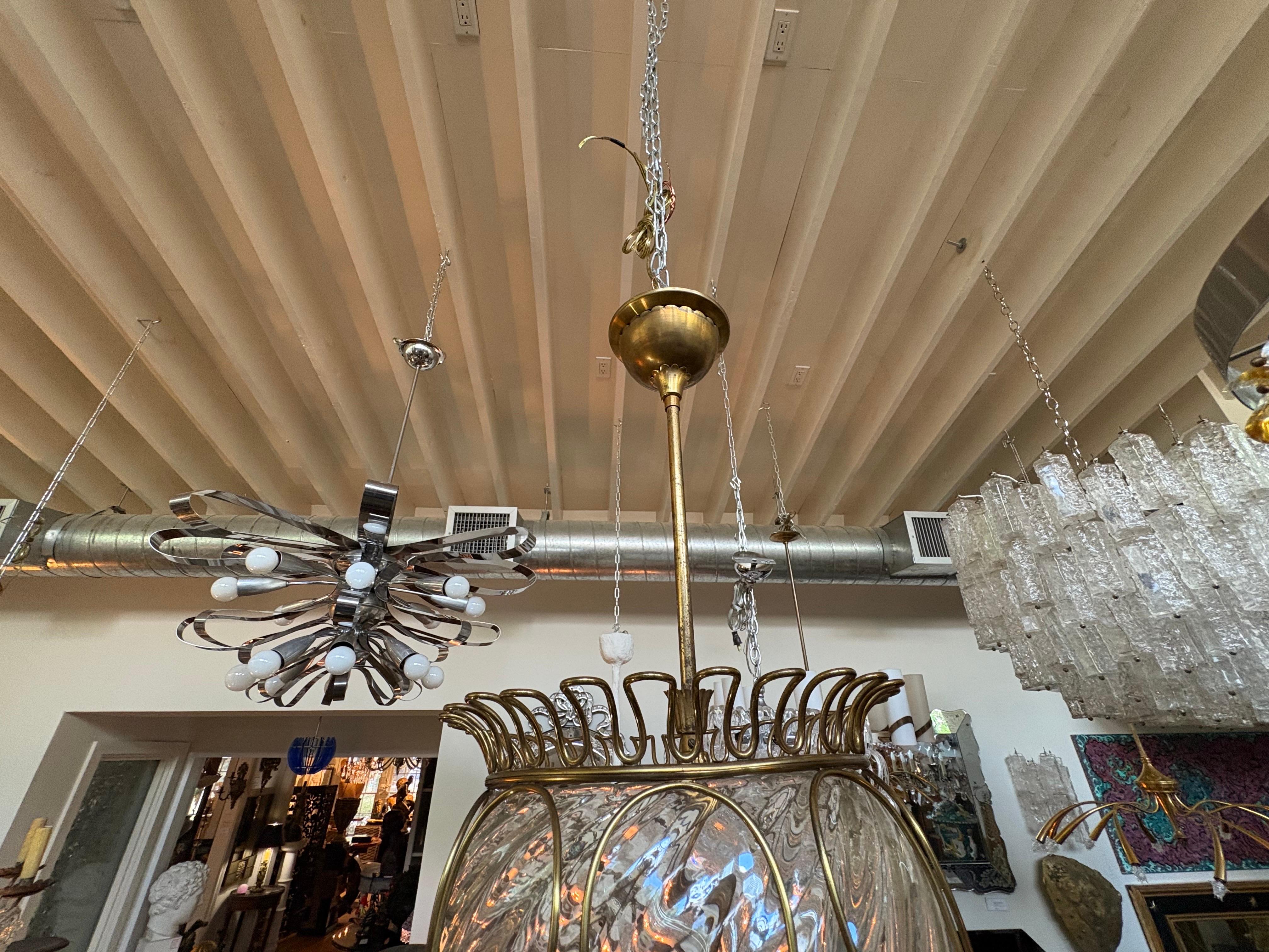 Bronze Lanterne moderne italienne en bronze et verre d'après Pietro Chiesa en vente